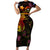Marshall Islands Short Sleeve Bodycon Dress Octopus Plumeria Polynesian Tattoo