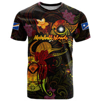 Marshall Islands T Shirt Octopus Plumeria Polynesian Tattoo DT02 Black - Polynesian Pride