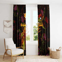 Marshall Islands Window Curtain Octopus Plumeria Polynesian Tattoo