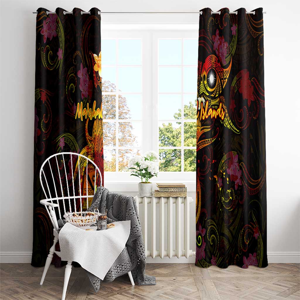 Marshall Islands Window Curtain Octopus Plumeria Polynesian Tattoo