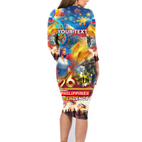 Custom The Philippines 126th Independence Anniversary Family Matching Long Sleeve Bodycon Dress and Hawaiian Shirt Art Style DT02 - Polynesian Pride