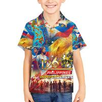 Custom The Philippines 126th Independence Anniversary Family Matching Long Sleeve Bodycon Dress and Hawaiian Shirt Art Style DT02 Son's Shirt Art - Polynesian Pride