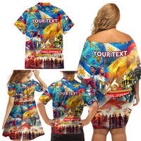 Custom The Philippines 126th Independence Anniversary Family Matching Off Shoulder Short Dress and Hawaiian Shirt Art Style DT02 - Polynesian Pride