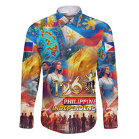 Custom The Philippines 126th Independence Anniversary Family Matching Short Sleeve Bodycon Dress and Hawaiian Shirt Art Style DT02 Dad's Shirt - Long Sleeve Art - Polynesian Pride