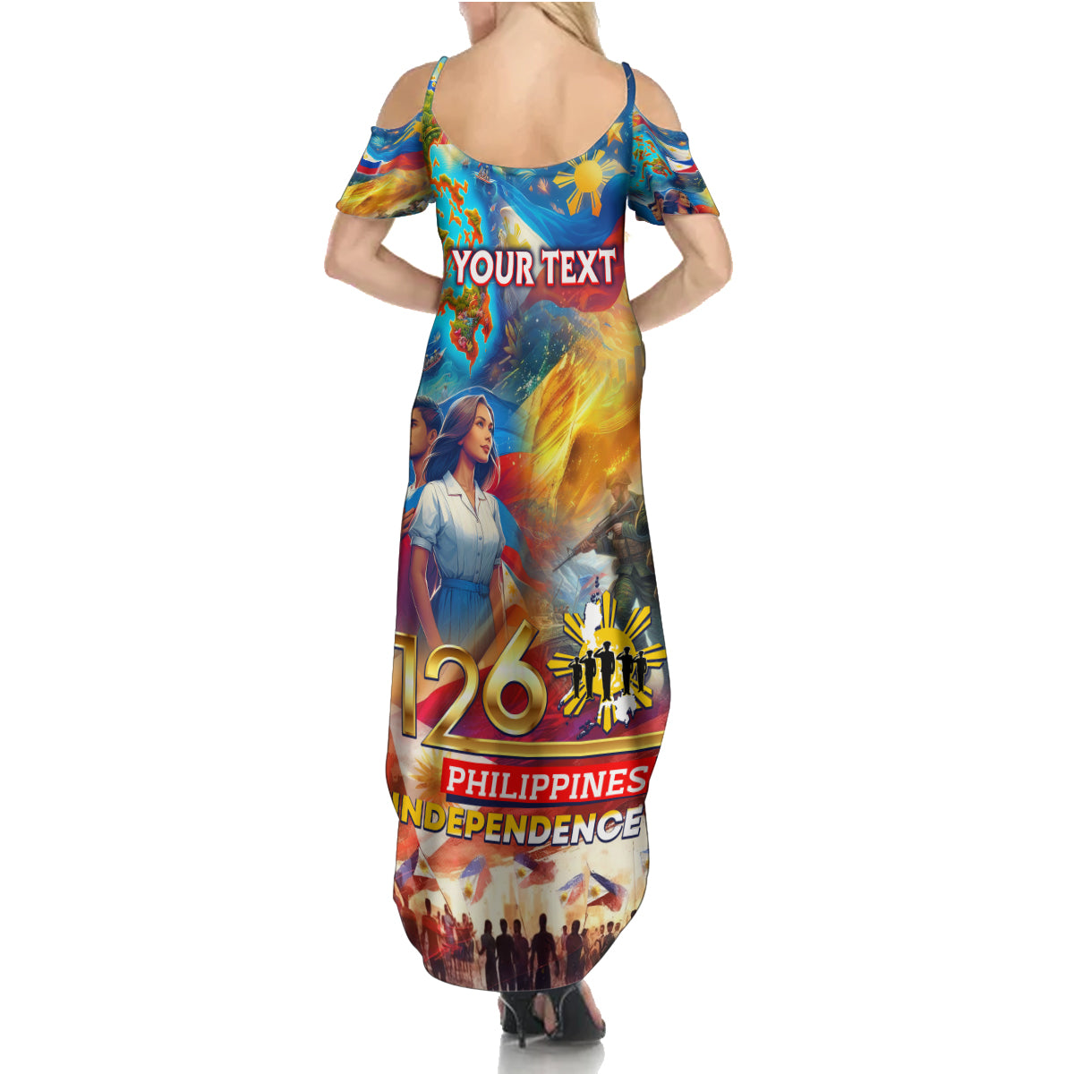 Custom The Philippines 126th Independence Anniversary Family Matching Summer Maxi Dress and Hawaiian Shirt Art Style DT02 - Polynesian Pride