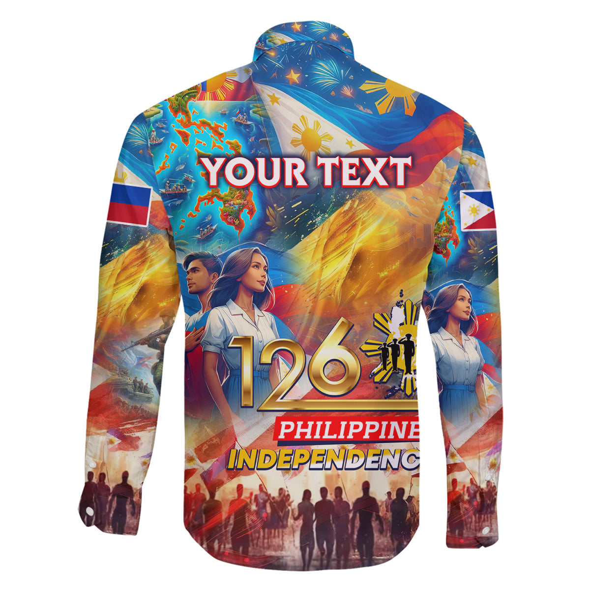 Custom The Philippines 126th Independence Anniversary Family Matching Tank Maxi Dress and Hawaiian Shirt Art Style DT02 - Polynesian Pride