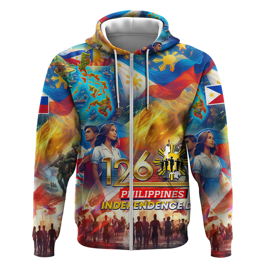 Custom The Philippines 126th Independence Anniversary Hoodie Art Style DT02 Zip Hoodie Art - Polynesian Pride