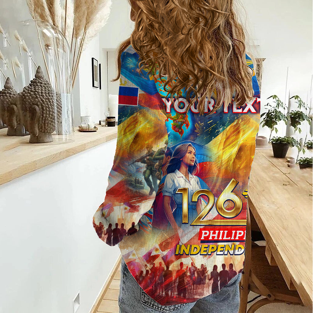 Custom The Philippines 126th Independence Anniversary Women Casual Shirt Art Style
