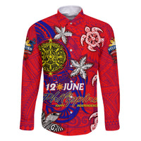 Personalized Philippines 12 June Independence Day Family Matching Long Sleeve Bodycon Dress and Hawaiian Shirt Polynesian Turtle Plumeria DT02 Dad's Shirt - Long Sleeve Red - Polynesian Pride
