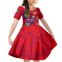 Personalized Philippines 12 June Independence Day Family Matching Mermaid Dress and Hawaiian Shirt Polynesian Turtle Plumeria DT02 Daughter's Dress Red - Polynesian Pride