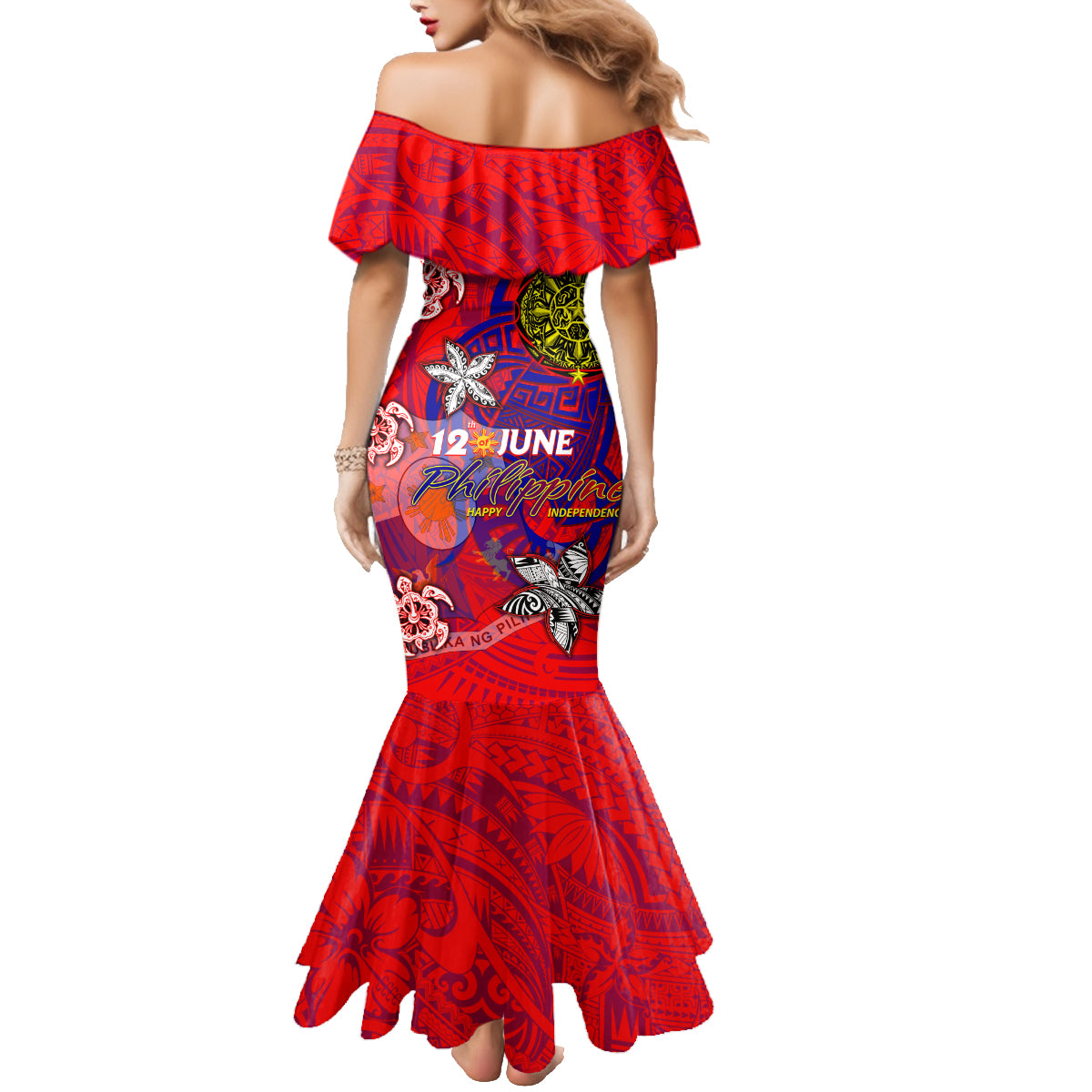 Personalized Philippines 12 June Independence Day Family Matching Mermaid Dress and Hawaiian Shirt Polynesian Turtle Plumeria DT02 - Polynesian Pride