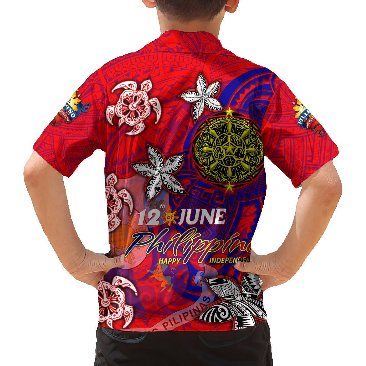 Personalized Philippines 12 June Independence Day Family Matching Off Shoulder Maxi Dress and Hawaiian Shirt Polynesian Turtle Plumeria DT02 - Polynesian Pride