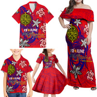 Personalized Philippines 12 June Independence Day Family Matching Off Shoulder Maxi Dress and Hawaiian Shirt Polynesian Turtle Plumeria DT02 - Polynesian Pride