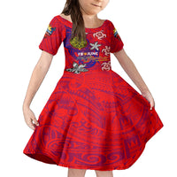 Personalized Philippines 12 June Independence Day Family Matching Off Shoulder Short Dress and Hawaiian Shirt Polynesian Turtle Plumeria DT02 Daughter's Dress Red - Polynesian Pride