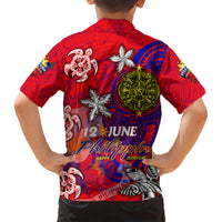 Personalized Philippines 12 June Independence Day Family Matching Short Sleeve Bodycon Dress and Hawaiian Shirt Polynesian Turtle Plumeria DT02 - Polynesian Pride