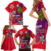 Personalized Philippines 12 June Independence Day Family Matching Short Sleeve Bodycon Dress and Hawaiian Shirt Polynesian Turtle Plumeria DT02 - Polynesian Pride