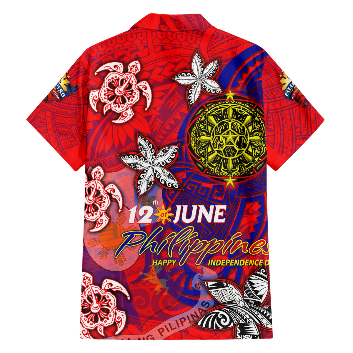 Personalized Philippines 12 June Independence Day Family Matching Short Sleeve Bodycon Dress and Hawaiian Shirt Polynesian Turtle Plumeria DT02 - Polynesian Pride