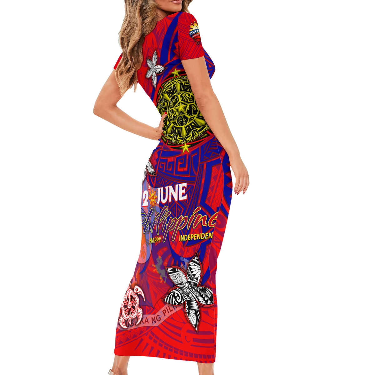 Personalized Philippines 12 June Independence Day Family Matching Short Sleeve Bodycon Dress and Hawaiian Shirt Polynesian Turtle Plumeria DT02 - Polynesian Pride