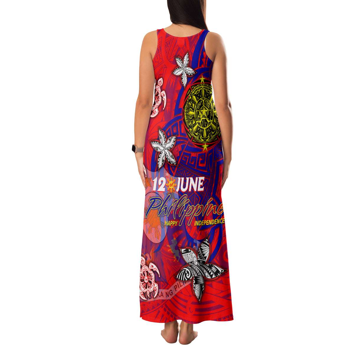Personalized Philippines 12 June Independence Day Family Matching Tank Maxi Dress and Hawaiian Shirt Polynesian Turtle Plumeria DT02 - Polynesian Pride