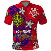 Personalized Philippines 12 June Independence Day Polo Shirt Polynesian Turtle Plumeria DT02 Red - Polynesian Pride