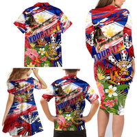 Personalized Philippines Independence Day Family Matching Long Sleeve Bodycon Dress and Hawaiian Shirt Polynesia Filipinas Eagle Hibiscus DT02 - Polynesian Pride
