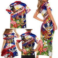 Personalized Philippines Independence Day Family Matching Short Sleeve Bodycon Dress and Hawaiian Shirt Polynesia Filipinas Eagle Hibiscus DT02 - Polynesian Pride