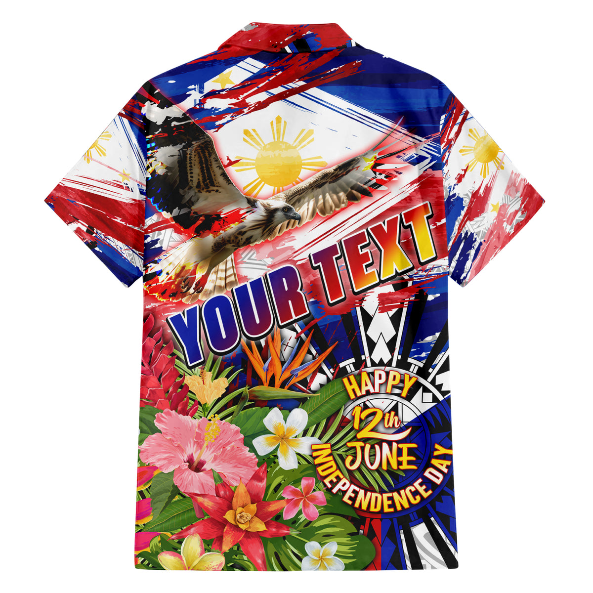Personalized Philippines Independence Day Family Matching Short Sleeve Bodycon Dress and Hawaiian Shirt Polynesia Filipinas Eagle Hibiscus DT02 - Polynesian Pride