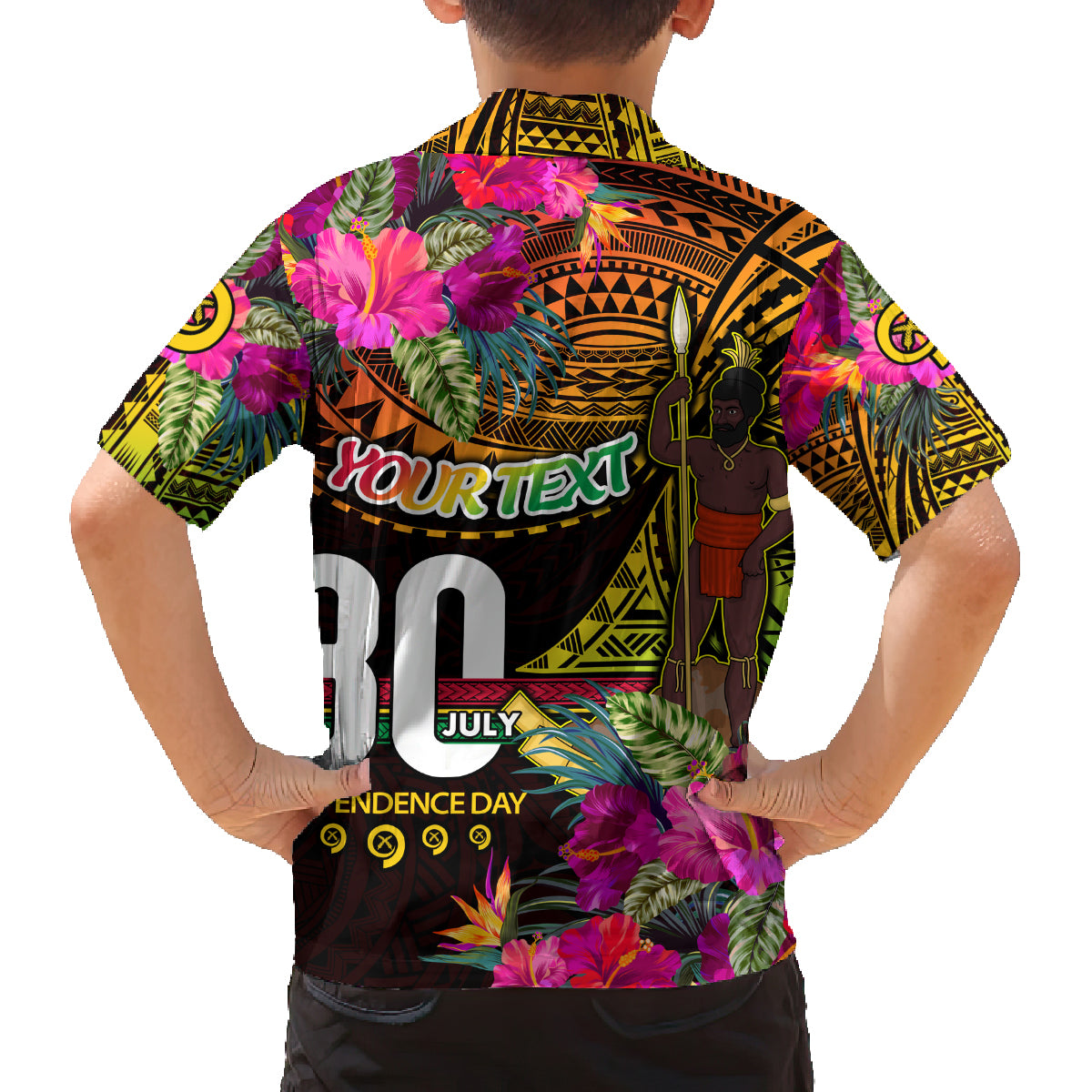 Personalised Vanuatu Independence Day 30 July Family Matching Off The Shoulder Long Sleeve Dress and Hawaiian Shirt Hibiscus Polynesian Pattern DT02 - Polynesian Pride