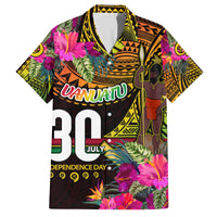 Personalised Vanuatu Independence Day 30 July Family Matching Off Shoulder Maxi Dress and Hawaiian Shirt Hibiscus Polynesian Pattern DT02 Dad's Shirt - Short Sleeve Yellow - Polynesian Pride