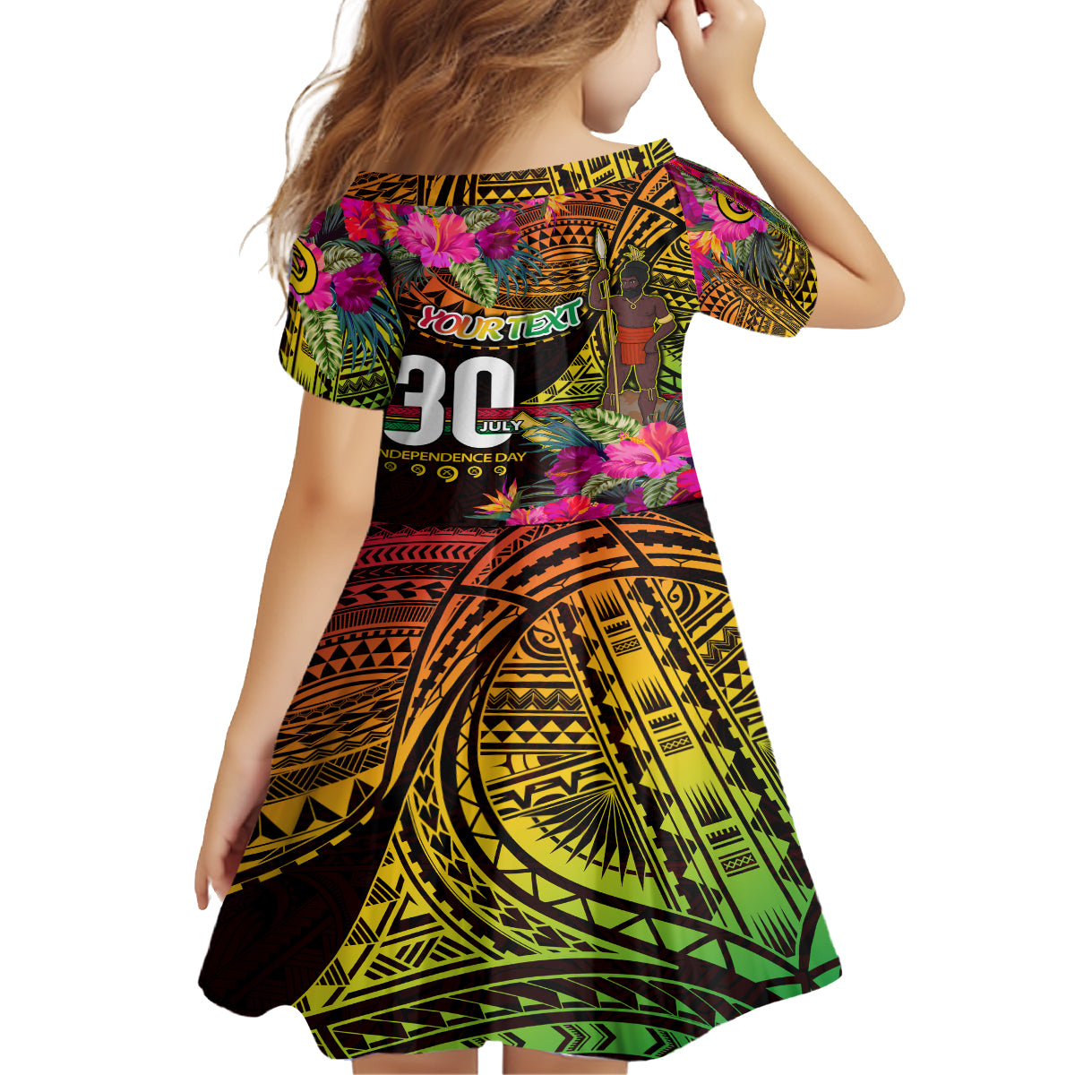 Personalised Vanuatu Independence Day 30 July Family Matching Off Shoulder Short Dress and Hawaiian Shirt Hibiscus Polynesian Pattern DT02 - Polynesian Pride