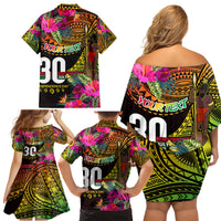 Personalised Vanuatu Independence Day 30 July Family Matching Off Shoulder Short Dress and Hawaiian Shirt Hibiscus Polynesian Pattern DT02 - Polynesian Pride