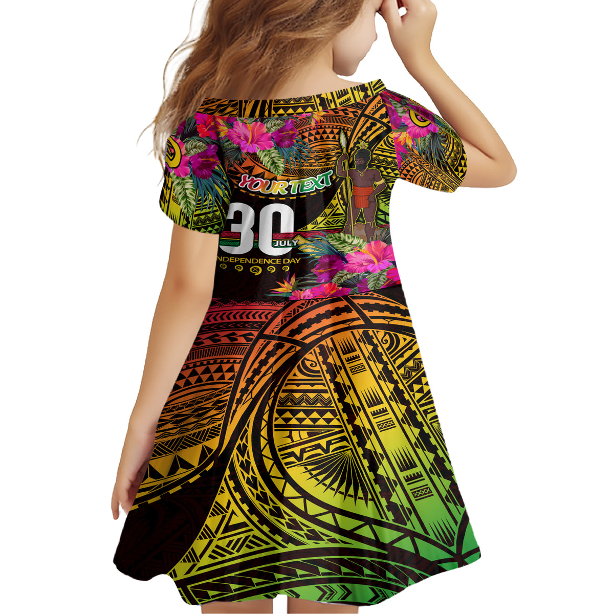 Personalised Vanuatu Independence Day 30 July Family Matching Short Sleeve Bodycon Dress and Hawaiian Shirt Hibiscus Polynesian Pattern DT02 - Polynesian Pride