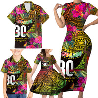 Personalised Vanuatu Independence Day 30 July Family Matching Short Sleeve Bodycon Dress and Hawaiian Shirt Hibiscus Polynesian Pattern DT02 - Polynesian Pride