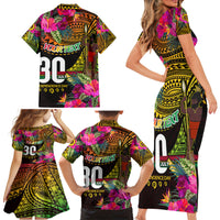 Personalised Vanuatu Independence Day 30 July Family Matching Short Sleeve Bodycon Dress and Hawaiian Shirt Hibiscus Polynesian Pattern DT02 - Polynesian Pride