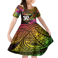 Personalised Vanuatu Independence Day 30 July Family Matching Summer Maxi Dress and Hawaiian Shirt Hibiscus Polynesian Pattern DT02 Daughter's Dress Yellow - Polynesian Pride