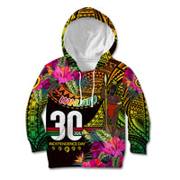 Personalised Vanuatu Independence Day 30 July Kid Hoodie Hibiscus Polynesian Pattern DT02 Hoodie Yellow - Polynesian Pride