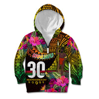 Personalised Vanuatu Independence Day 30 July Kid Hoodie Hibiscus Polynesian Pattern DT02 Zip Hoodie Yellow - Polynesian Pride