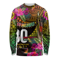Personalised Vanuatu Independence Day 30 July Long Sleeve Shirt Hibiscus Polynesian Pattern DT02 Unisex Yellow - Polynesian Pride