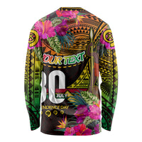 Personalised Vanuatu Independence Day 30 July Long Sleeve Shirt Hibiscus Polynesian Pattern DT02 - Polynesian Pride