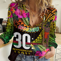 Personalised Vanuatu Independence Day 30 July Women Casual Shirt Hibiscus Polynesian Pattern DT02 Female Yellow - Polynesian Pride