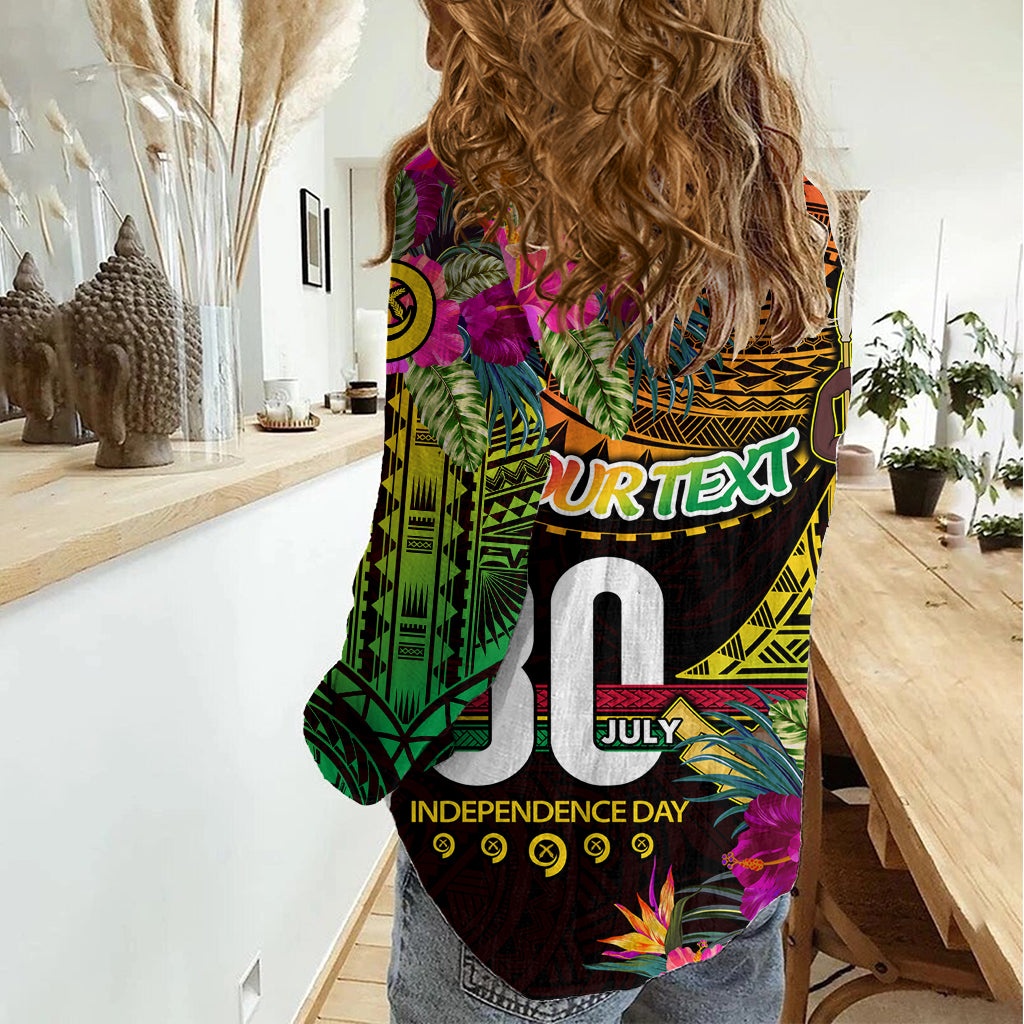 Personalised Vanuatu Independence Day 30 July Women Casual Shirt Hibiscus Polynesian Pattern DT02 - Polynesian Pride