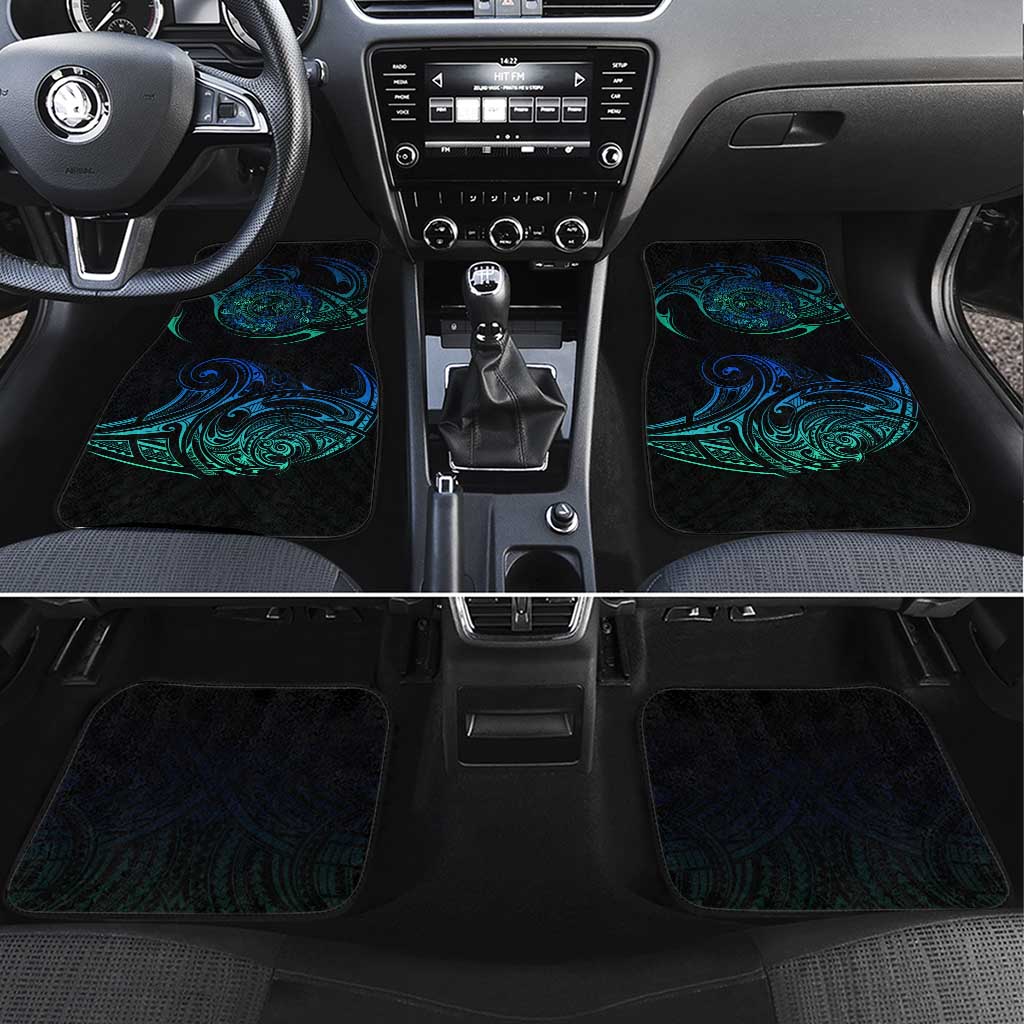 Sea Animal Polynesia Car Mats Polynesian Pattern DT02 Set 4pcs Black - Polynesian Pride