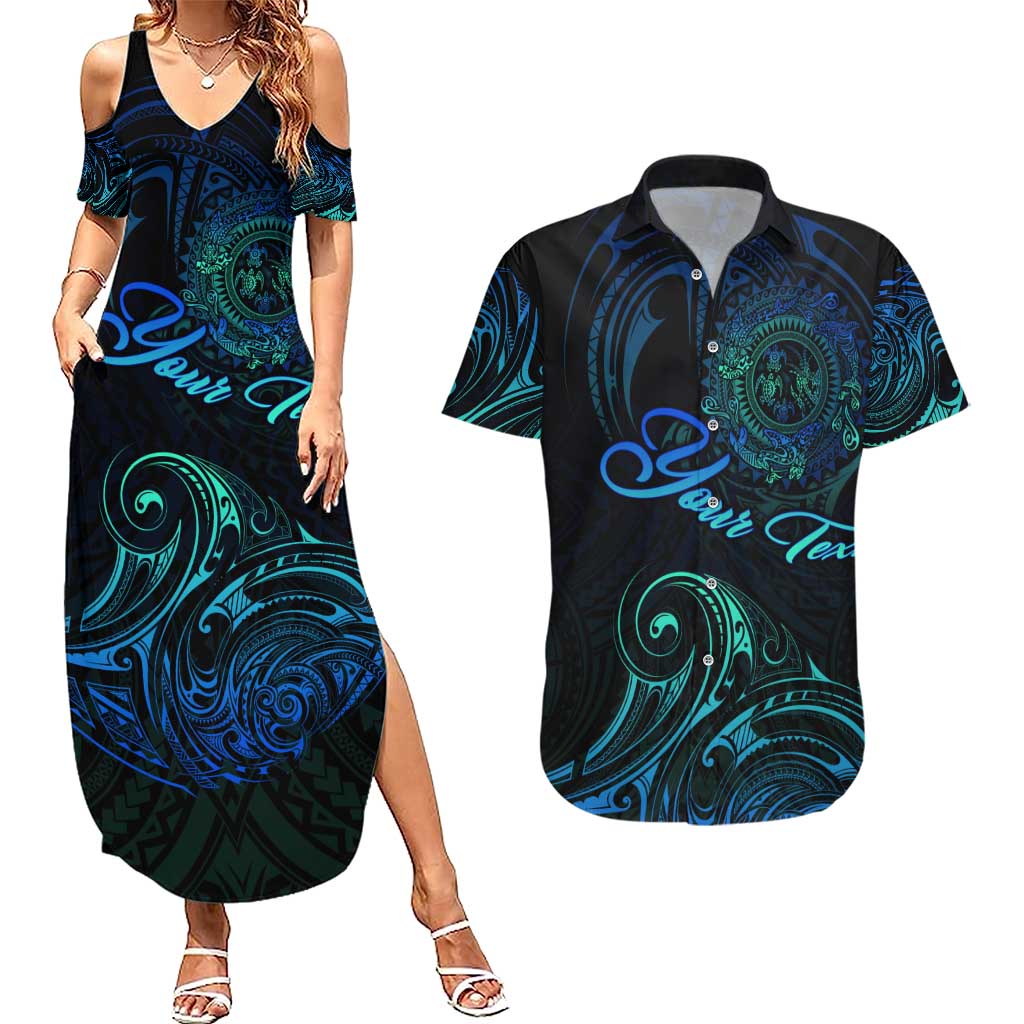 Sea Animal Polynesia Couples Matching Summer Maxi Dress and Hawaiian Shirt Polynesian Pattern