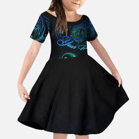 Sea Animal Polynesia Family Matching Long Sleeve Bodycon Dress and Hawaiian Shirt Polynesian Pattern DT02 Daughter's Dress Black - Polynesian Pride