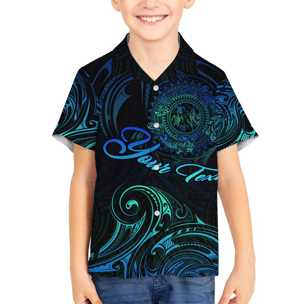 Sea Animal Polynesia Family Matching Long Sleeve Bodycon Dress and Hawaiian Shirt Polynesian Pattern DT02 Son's Shirt Black - Polynesian Pride