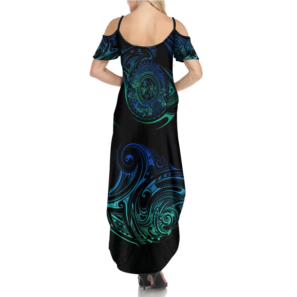 Sea Animal Polynesia Family Matching Summer Maxi Dress and Hawaiian Shirt Polynesian Pattern