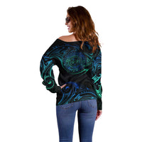 Sea Animal Polynesia Off Shoulder Sweater Polynesian Pattern