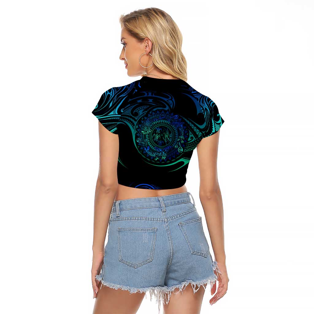 Sea Animal Polynesia Raglan Cropped T Shirt Polynesian Pattern
