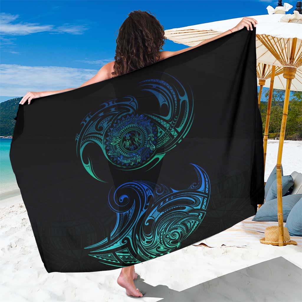 Sea Animal Polynesia Sarong Polynesian Pattern DT02 One Size 44 x 66 inches Black - Polynesian Pride