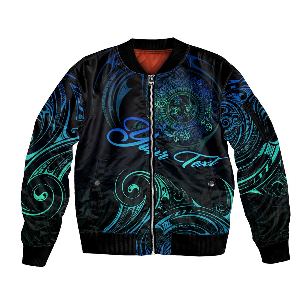 Sea Animal Polynesia Sleeve Zip Bomber Jacket Polynesian Pattern DT02 Unisex Black - Polynesian Pride